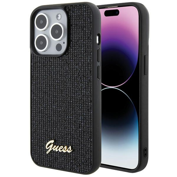 Guess GUHCP15LPMSDGSK Apple iPhone 15 Pro hardcase Disco Metal Script black