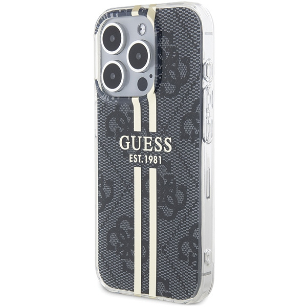 Guess GUHCP15LH4PSEGK Apple iPhone 15 Pro hardcase IML 4G Gold Stripe black