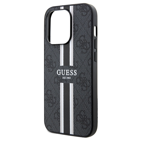 Guess GUHMP15XP4RPSK Apple iPhone 15 Pro Max hardcase 4G Printed Stripes MagSafe black