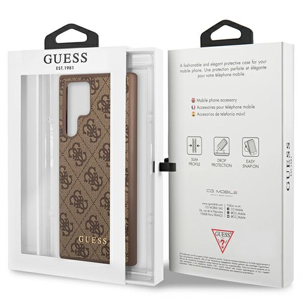 Guess GUHCS23LG4GFBR Samsung Galaxy S23 Ultra brown hard case 4G Metal Gold Logo