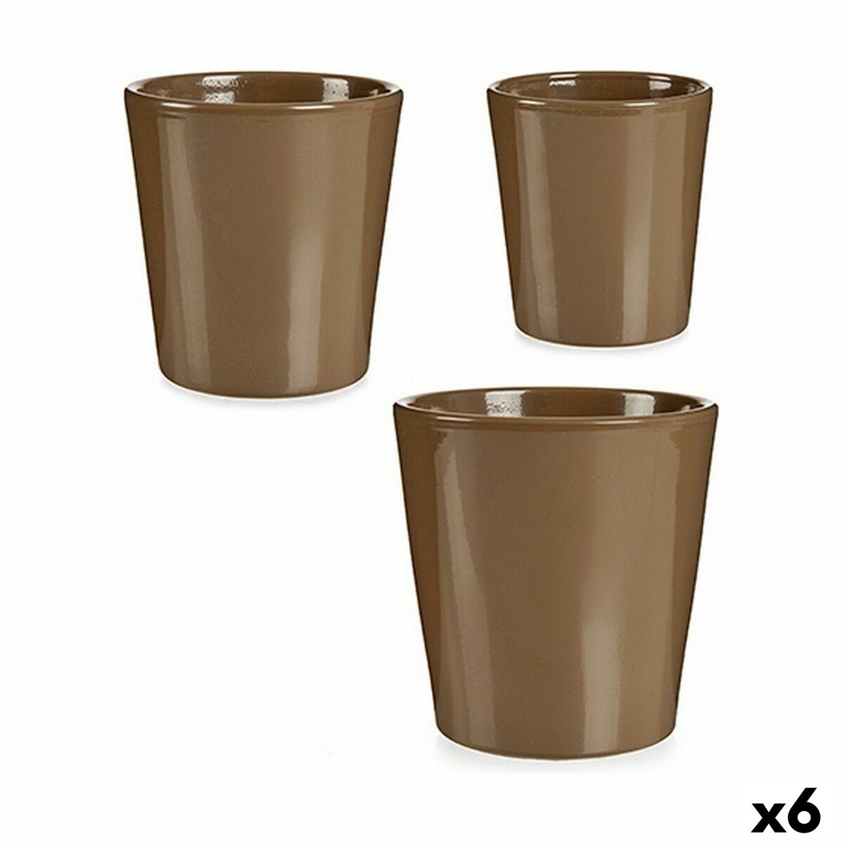 Set of pots Taupe Clay (6 Units)