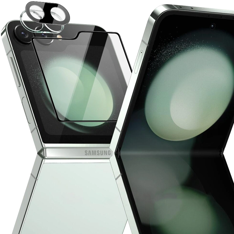 Bizon Glass Lens camera glass + outer screen glass Samsung Galaxy Z Flip6 [2 PACK]