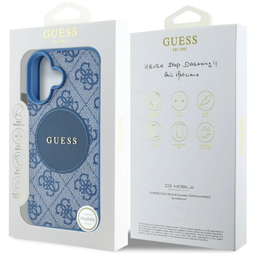 Guess 4G Circle Classic Logo MagSafe Apple iPhone 16 blue