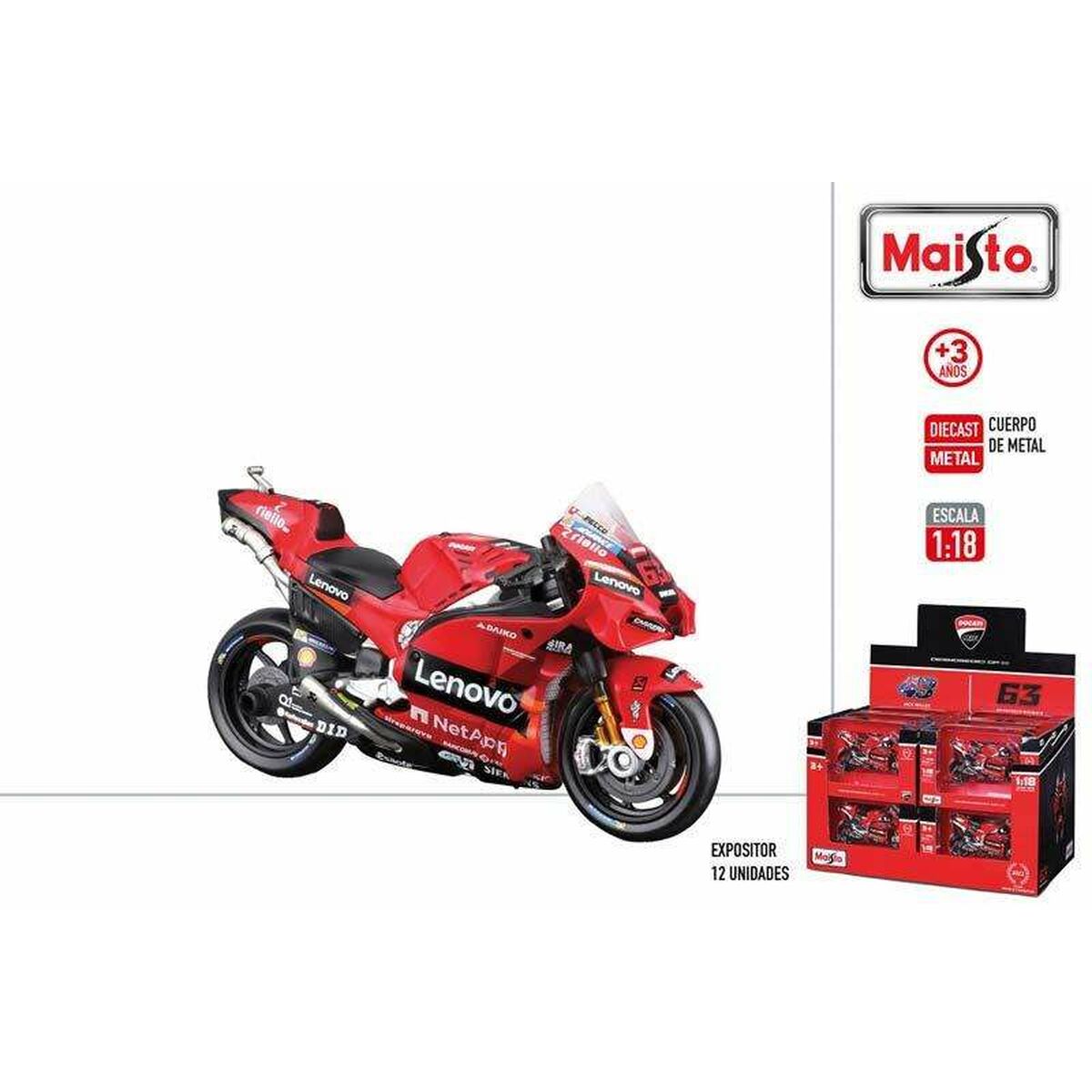 Motorcycle Colorbaby Gp Ducati Lenovo 2022 63 Francesco Bagnaia 1:18 Red