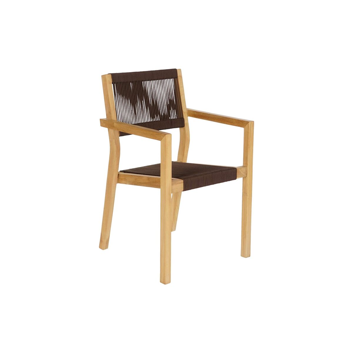 Table set with 4 chairs DKD Home Decor 90 x 90 x 75 cm Teak Rope