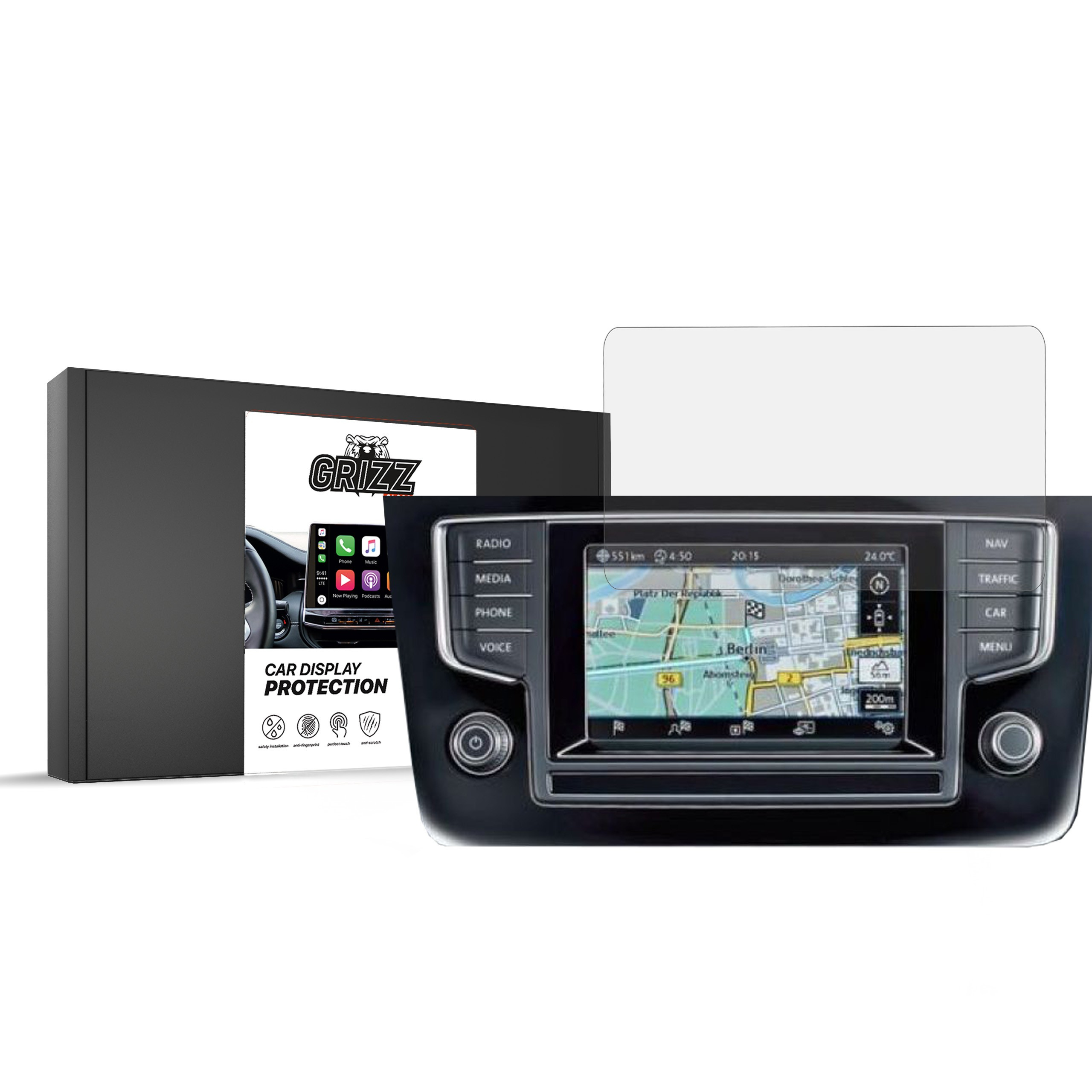 GrizzGlass CarDisplay Protection Volkswagen Golf 6 Discover Media 1 gen