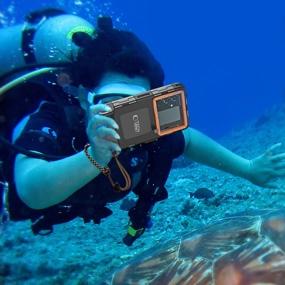 Tech-Protect IPX8 Universal Diving Waterproof Case black/orange