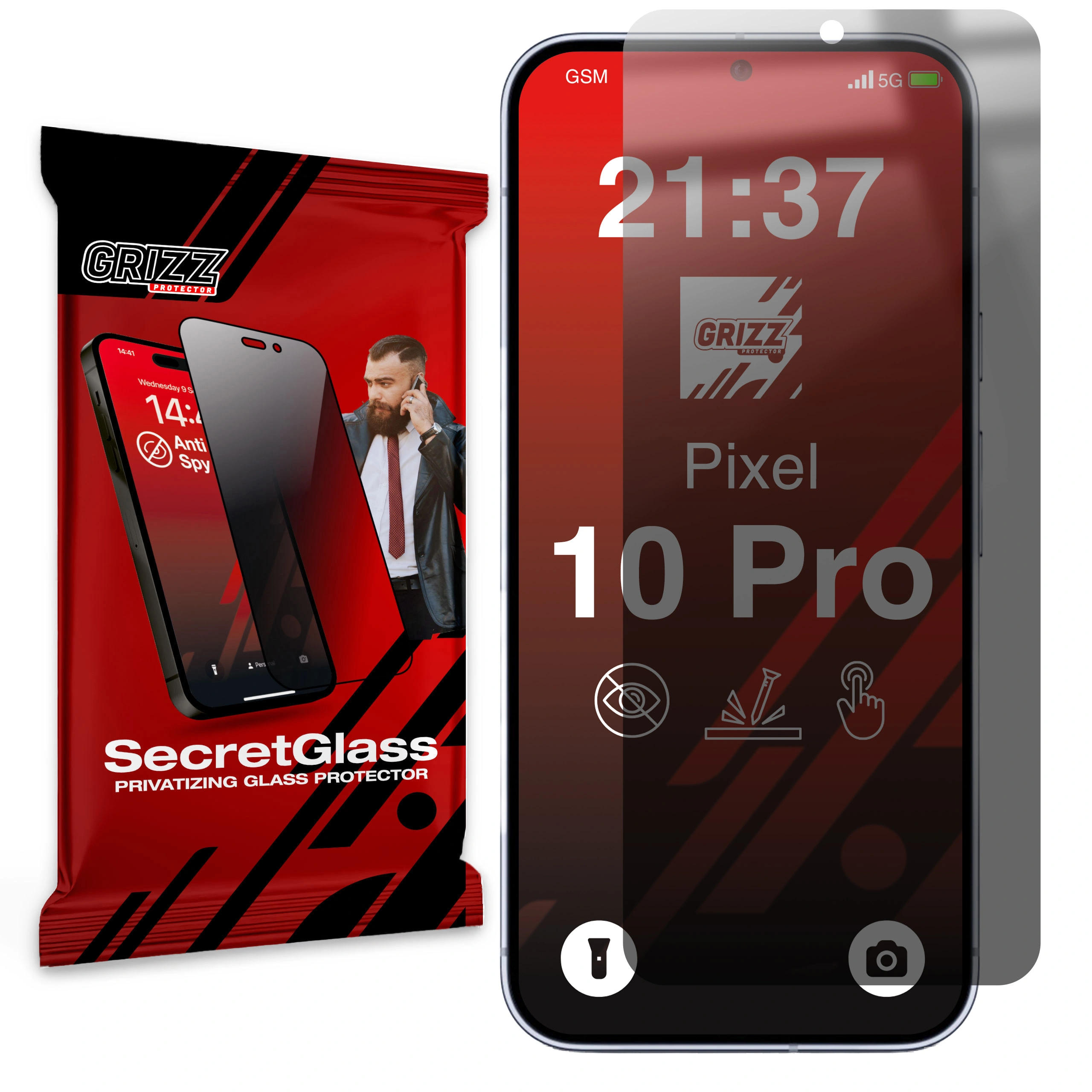 Matowe szkło prywatyzujące GrizzGlass SecretGlass do Google Pixel 10 Pro