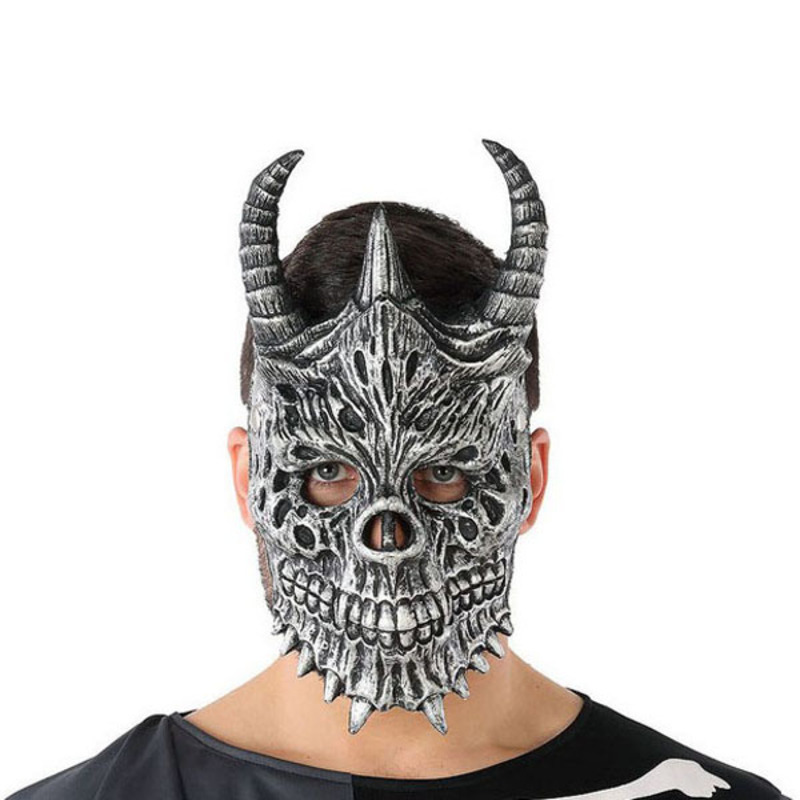 Mask Halloween Male demon Skeleton Grey (20 X 33 cm)