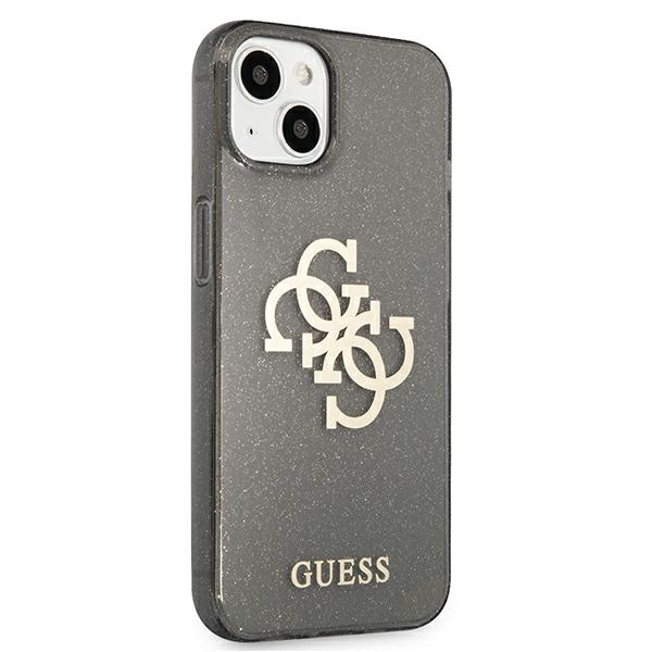 Guess GUHCP13SPCUGL4GBK Apple iPhone 13 mini black hard case Glitter 4G Big Logo