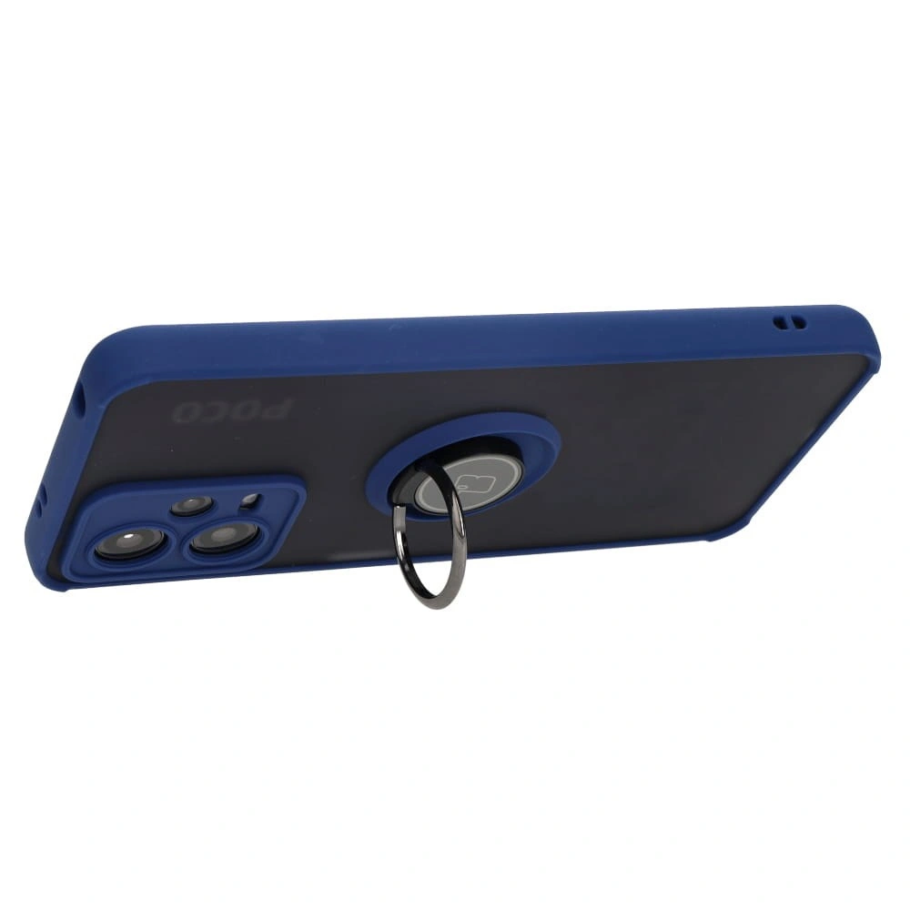 Bizon Case Hybrid Ring Xiaomi Poco X5 / Redmi Note 12 5G smoky with a navy blue frame