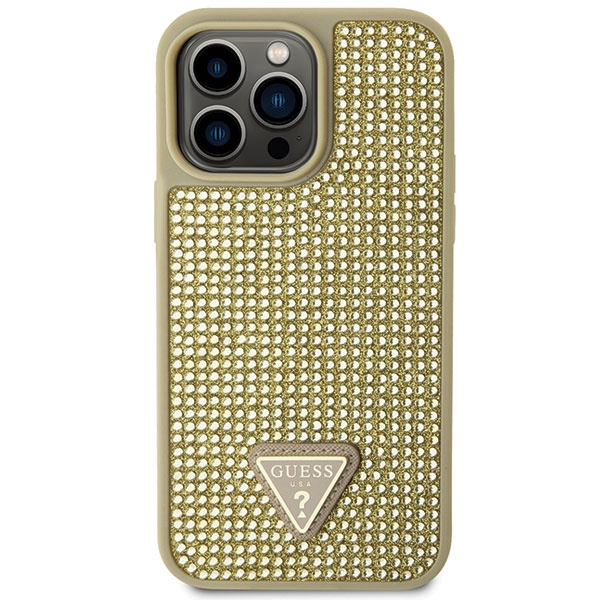Guess GUHCP14XHDGTPD Apple iPhone 14 Pro Max gold hardcase Rhinestone Triangle