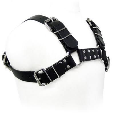 BODY LEATHER BLACK BULL DOG HARNESS