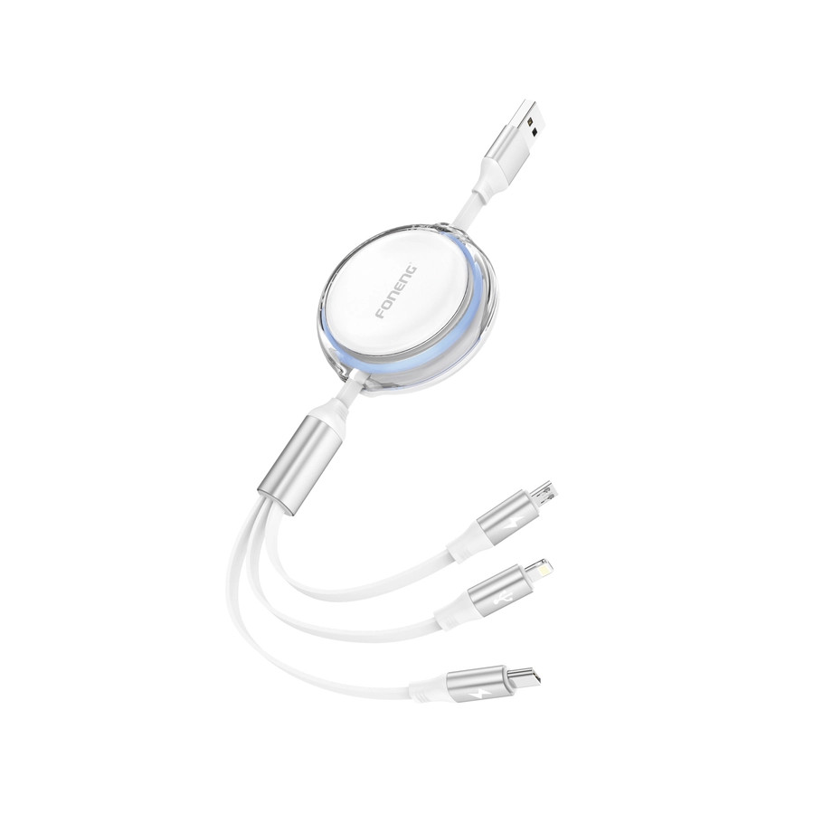 Kabel 3w1 FONENG X113 3A 1.1m, biały
