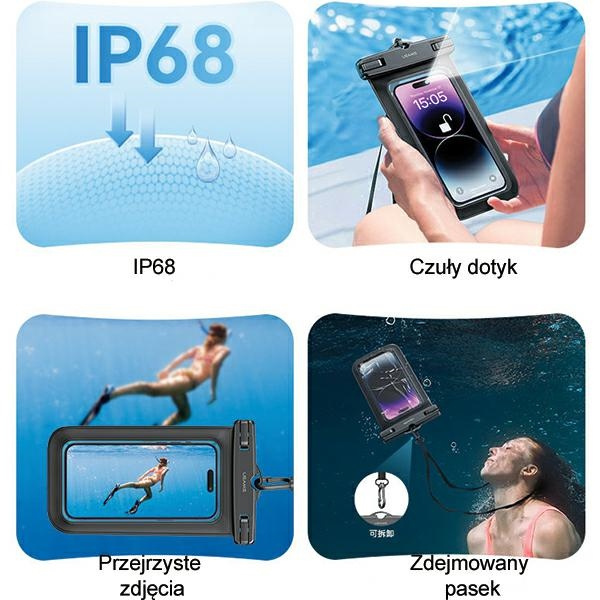 USAMS FSD1203 6,7 inch waterproof case IP68 transparent (US-YD012)
