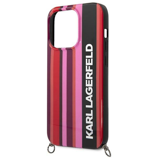 Karl Lagerfeld KLHCP14XSTSTP Apple iPhone 14 Pro Max hardcase pink Color Stripes Strap