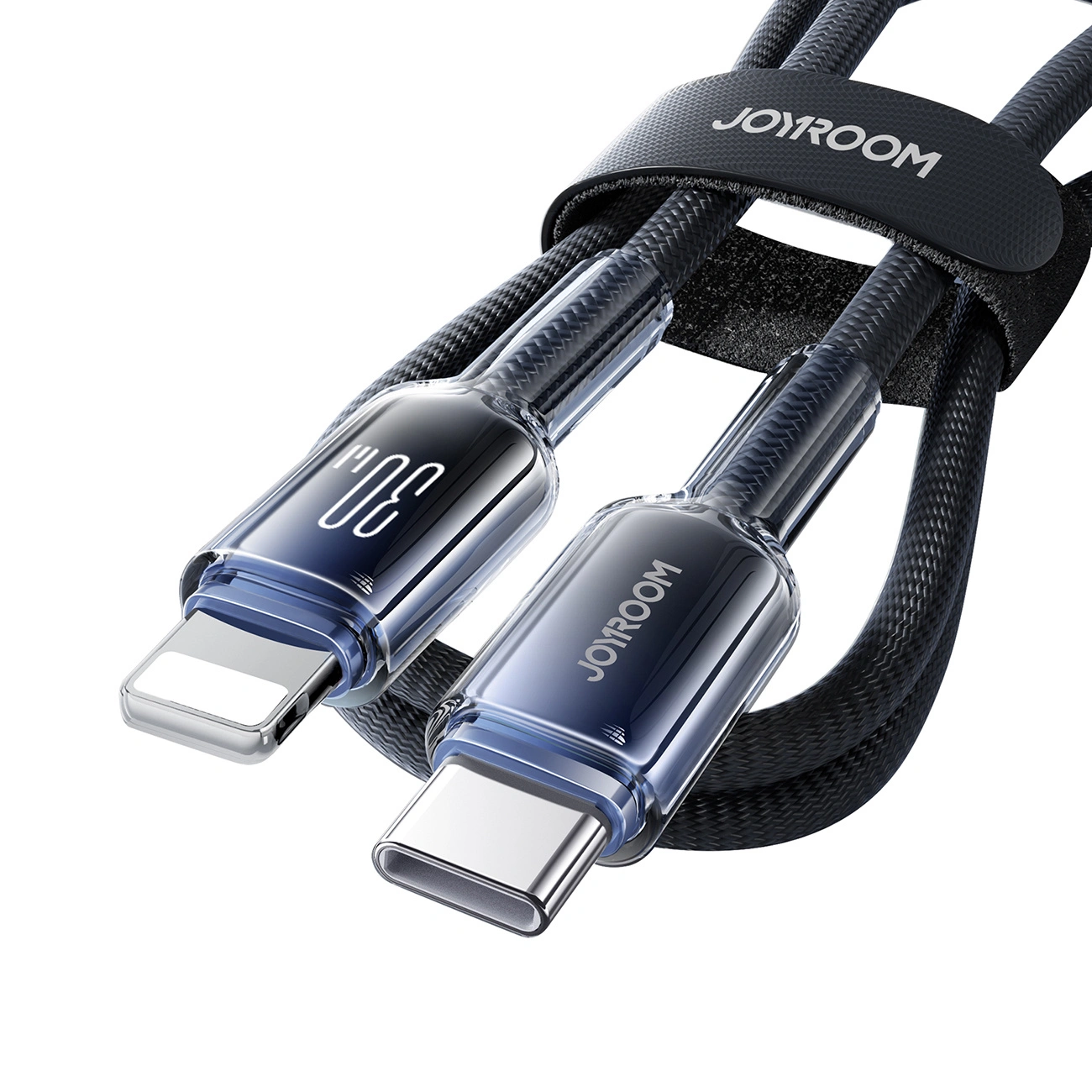 Joyroom S-A42 Crystal-Clear Series 30W USB-C / Lightning cable 1.2m black
