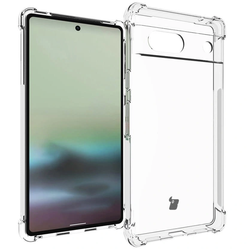 Bizon Case Clear Pack case + 2x screen glass + lens glass Google Pixel 7A clear