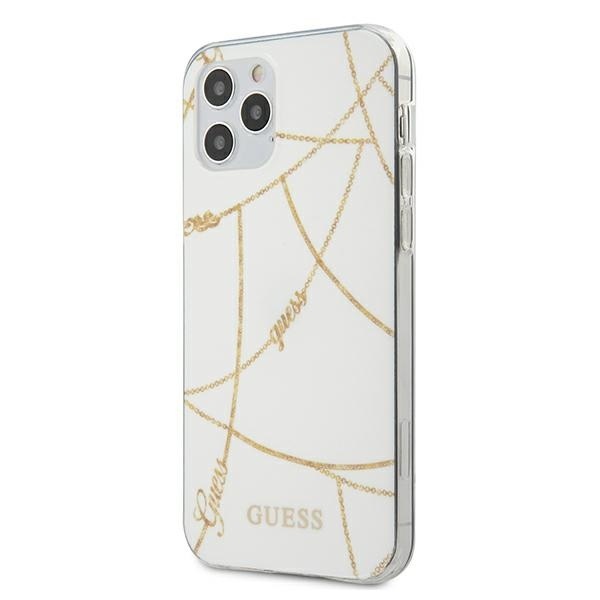 Guess GUHCP12LPCUCHWH Apple iPhone 12 Pro Max white hardcase Gold Chain Collection