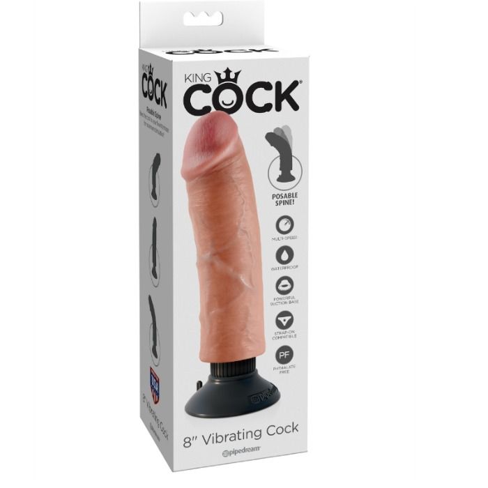 KING COCK 20.32 CM VIBRATING COCK FLESH