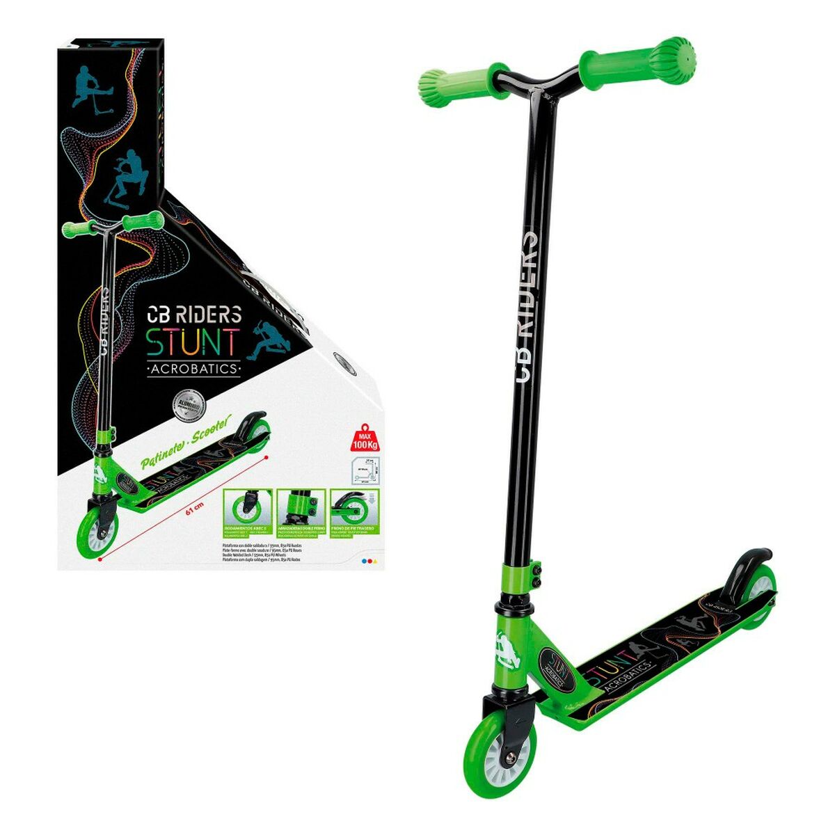 Scooter Colorbaby Black Green 4 Units