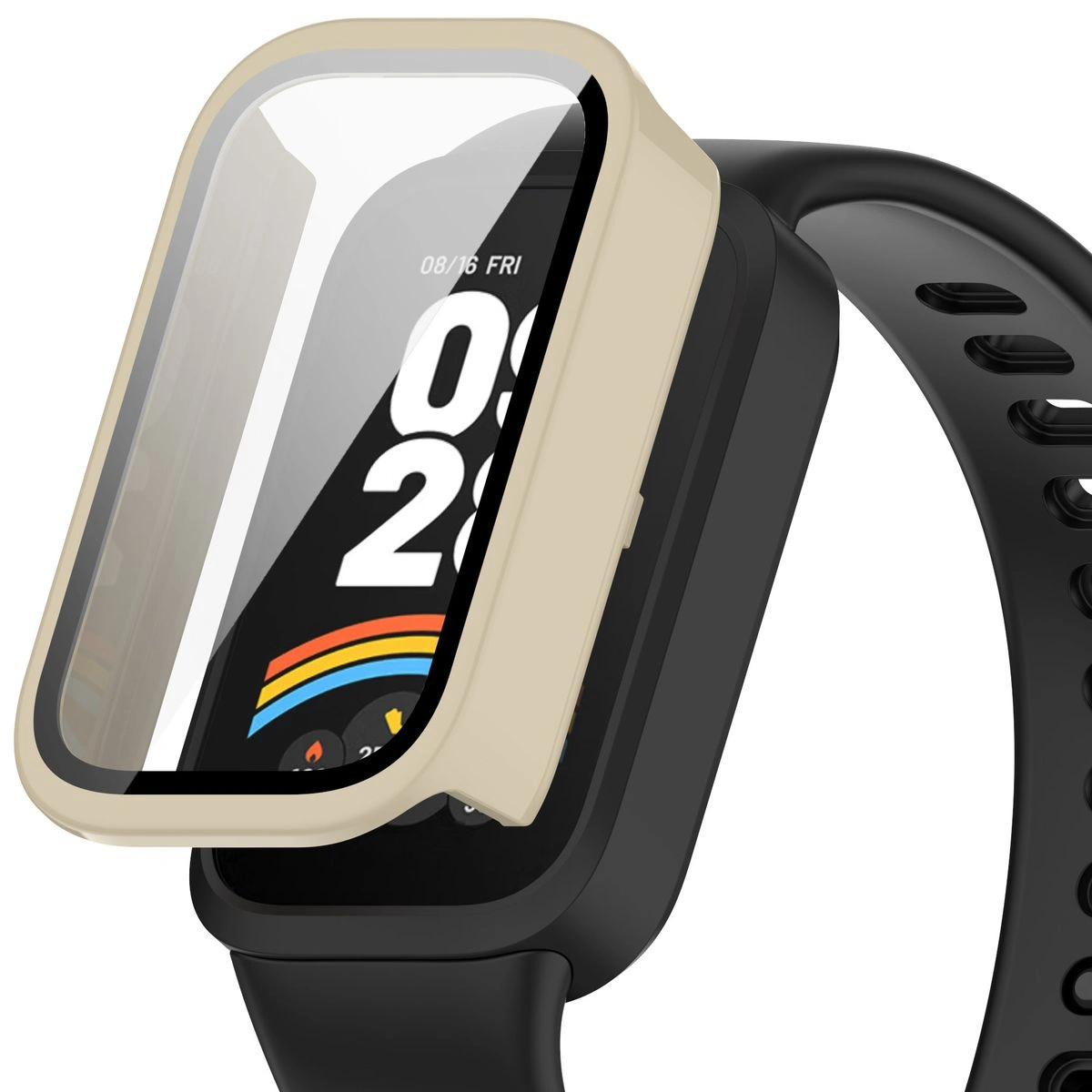 Bizon Case+Glass Watch Xiaomi Smart Band 9 Active / Redmi Smart Band 3 beige