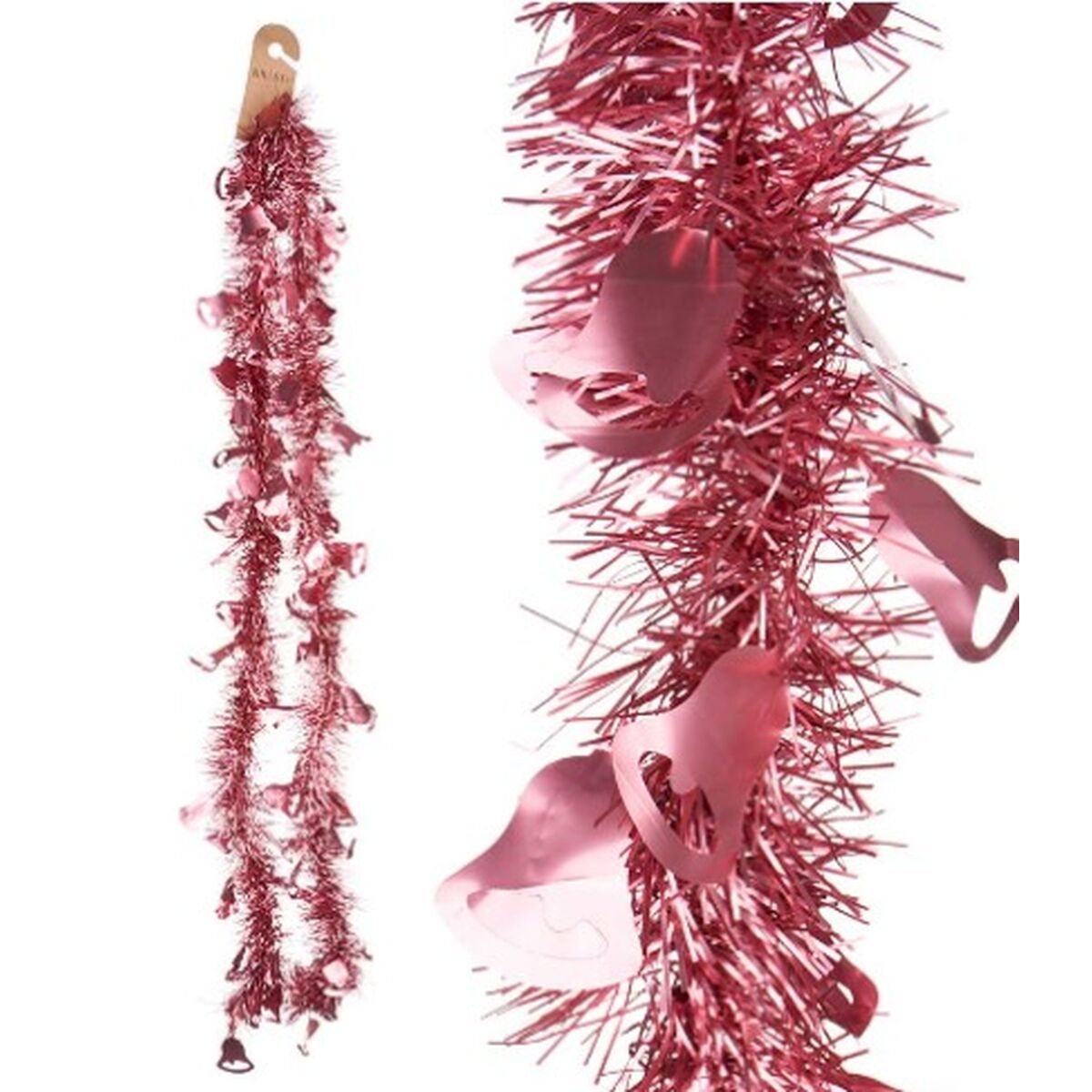 Christmas garland Tinsel Hoods Pink Plastic 12 x 12 x 200 cm (36 Units)