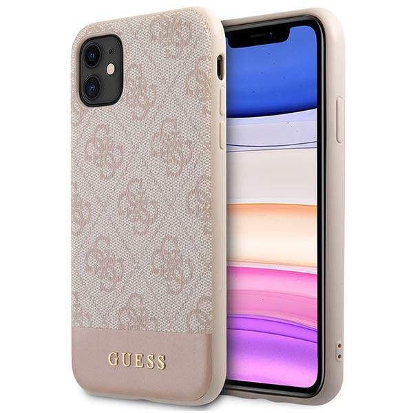 Guess GUHCN61G4GLPI Apple iPhone 11 pink hardcase 4G Stripe Collection