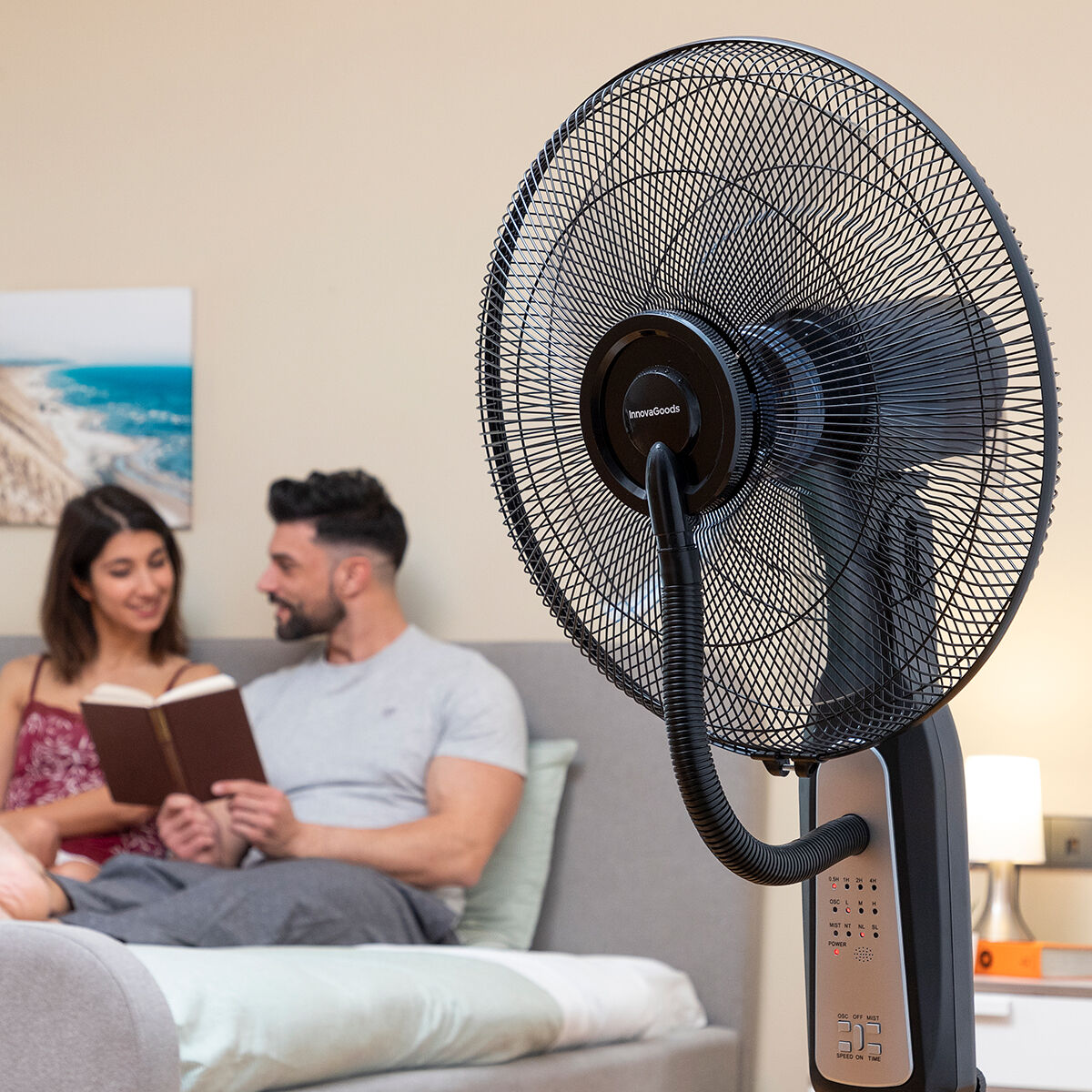 Nebuliser Pedestal Fan with Remote Control InnovaGoods Mistinn Black 90 W 2,8 L Nebuliser Pedestal Fan with Remote Control InnovaGoods Mistinn Black 90 W 2,8 L