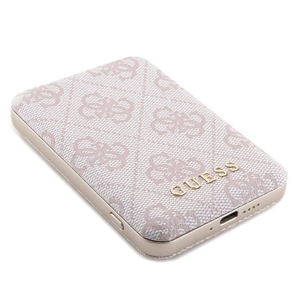 Guess GUBPM5P15S4GEMGP Apple iPhone 15 hardcase + Powerbank 5000mAh MagSafe 4G Metal Logo pink