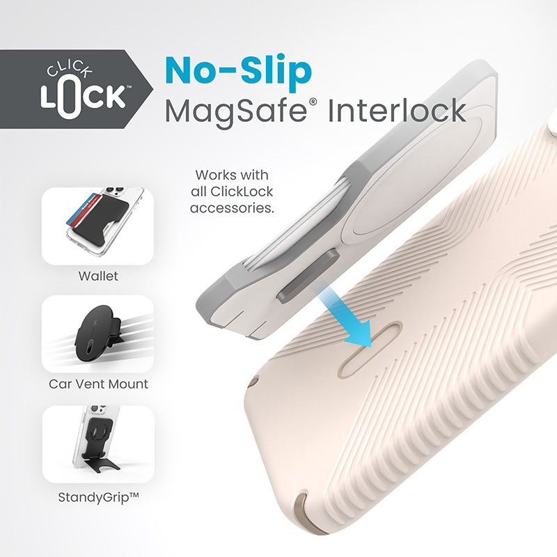 Speck Presidio2 Grip ClickLock MagSafe Apple iPhone 15 Plus / 14 Plus (Bleached Bone/Heirloom Gold/Hazel Brown)