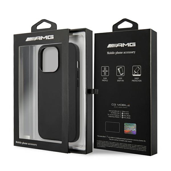 Mercedes AMG AMHCP14LDOLBK Apple iPhone 14 Pro black hardcase Leather Hot Stamped