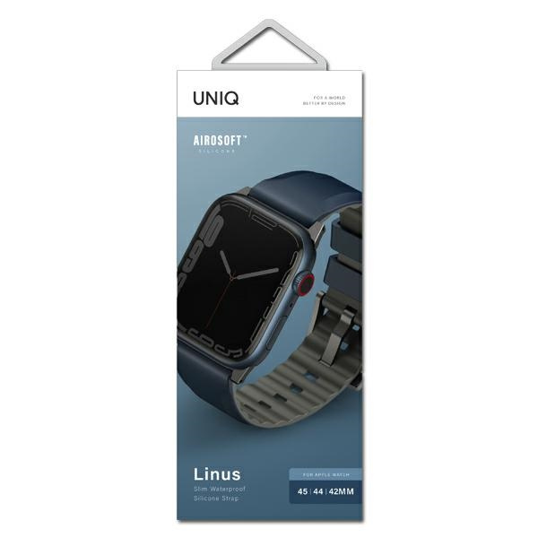 UNIQ Linus Band Apple Watch 4/5/6/7/SE/8/Ultra 44/45/49mm Airosoft Silicone nautical blue