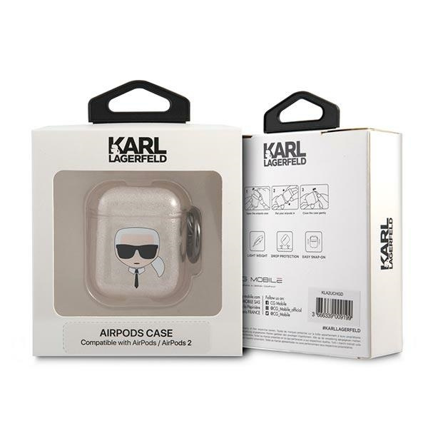 Karl Lagerfeld KLA2UKHGD Apple AirPods cover gold Glitter Karl`s Head