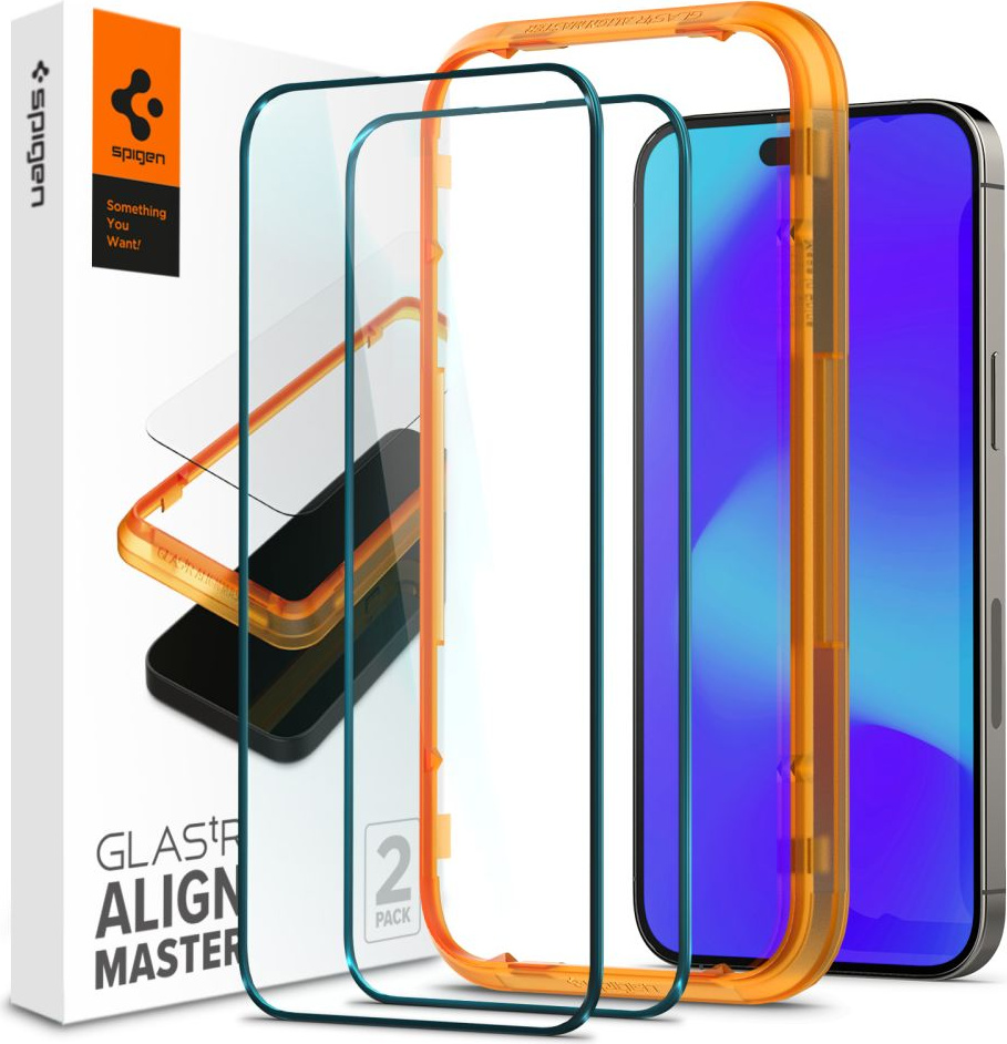 Spigen GLAS.tR Slim AlignMaster Apple iPhone 14 Pro Black [2 PACK]