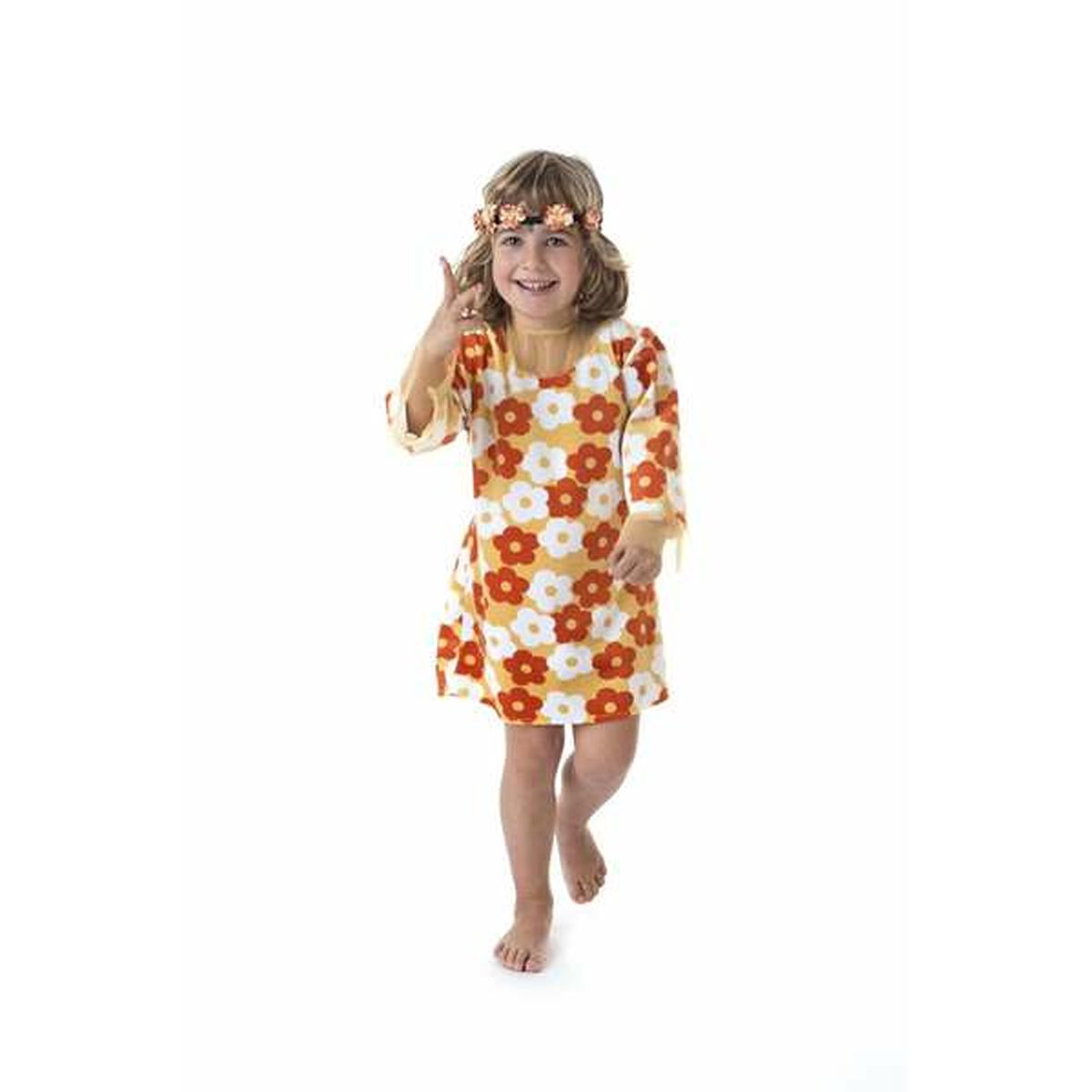 Costume for Children Flowers Hippie Orange Costume for Children Flowers Hippie Orange