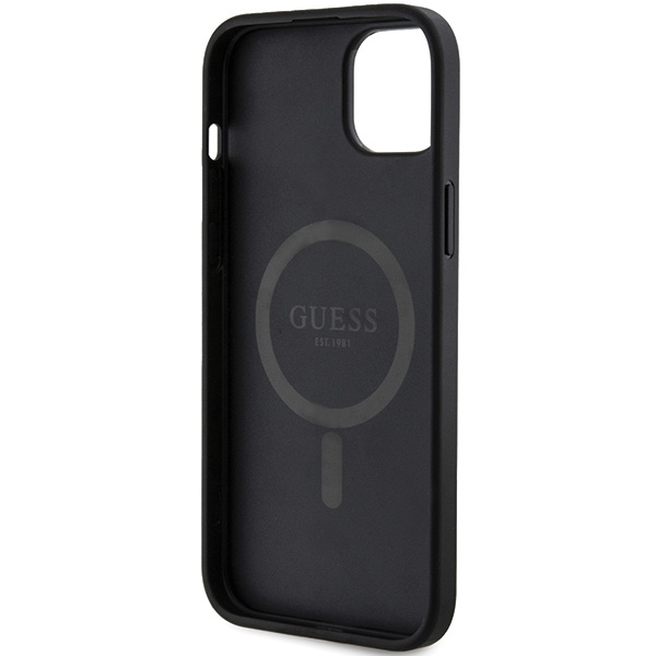 Guess GUHMP14SG4GFRK Apple iPhone 14 / 15 hardcase 4G Collection Leather Metal Logo MagSafe black