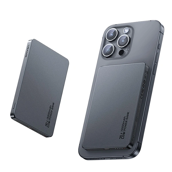 USAMS US-CD231 Power bank with wireless charging 5000mAh 20W PD Fast Charge gray/tarnish