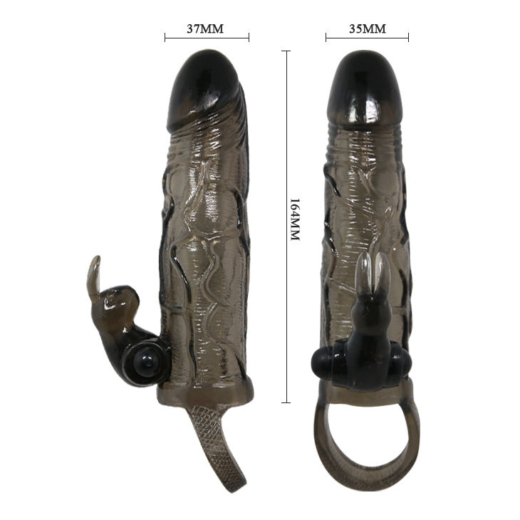 BRAVE MAN PENIS COVER WITH RABBIT  BLACK 16.5 CM