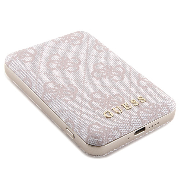 Guess GUBPM5P15L4GEMGP Apple iPhone 15 Pro hardcase + Powerbank 5000mAh MagSafe 4G Metal Logo pink
