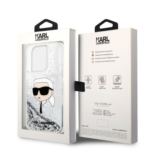 Karl Lagerfeld KLHCP14LLNKHCH Apple iPhone 14 Pro silver hardcase Glitter Karl Head