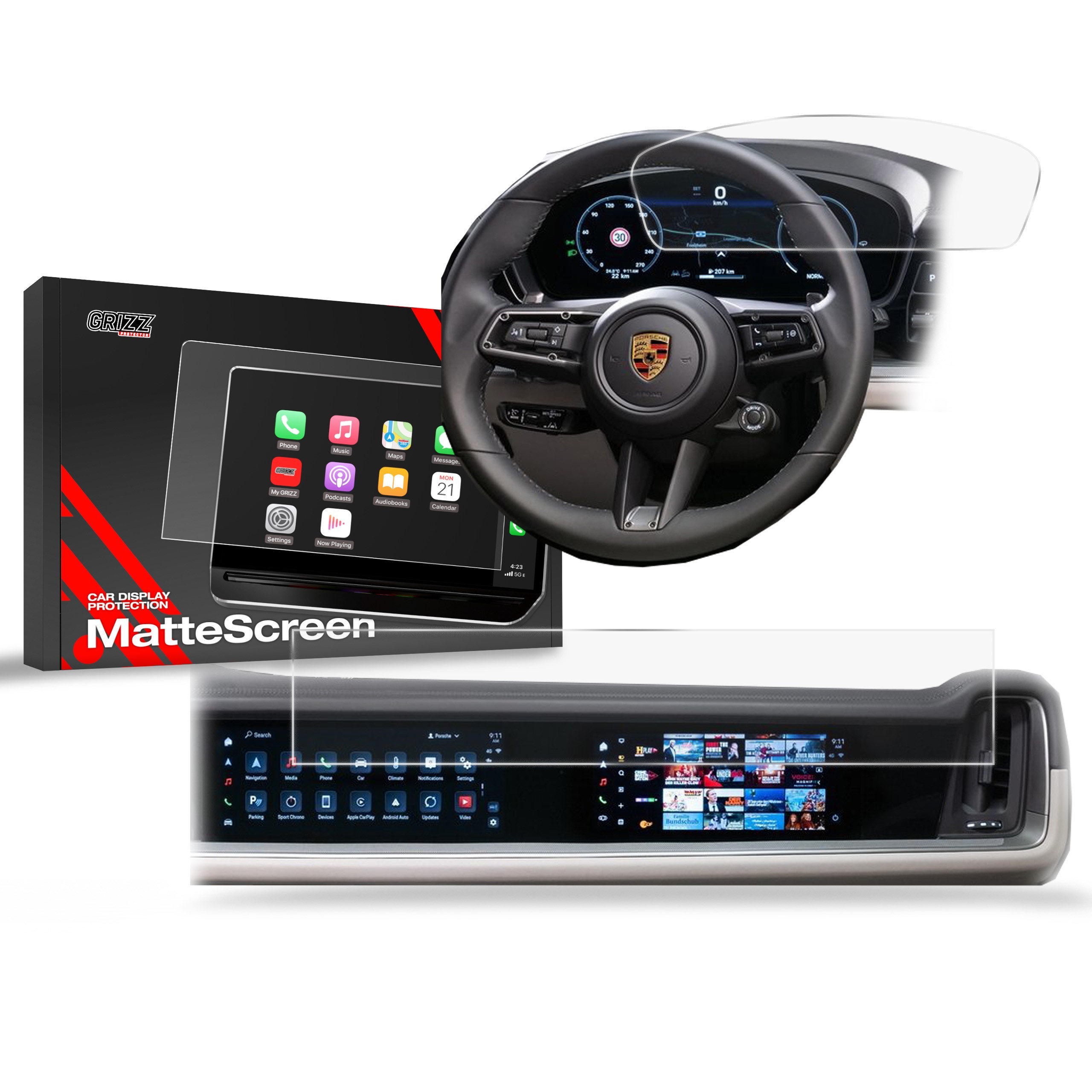 Matte GrizzGlass CarDisplay Protection Porsche Cayenne 3 12,3" + 10,9“ 2023-2024 [2in1]
