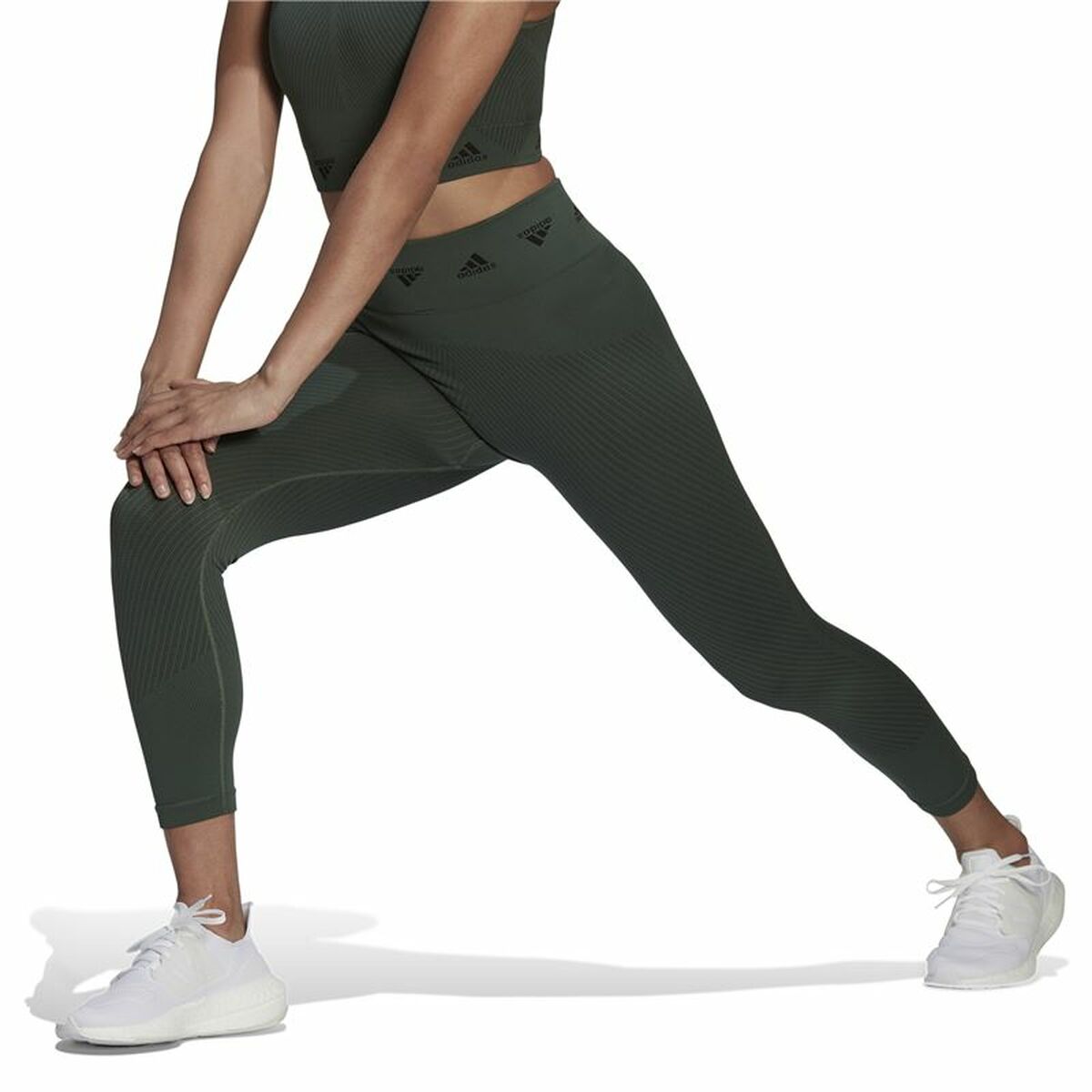 Sport leggings for Women Adidas Aeroknit Branded 7/8 Tight Green