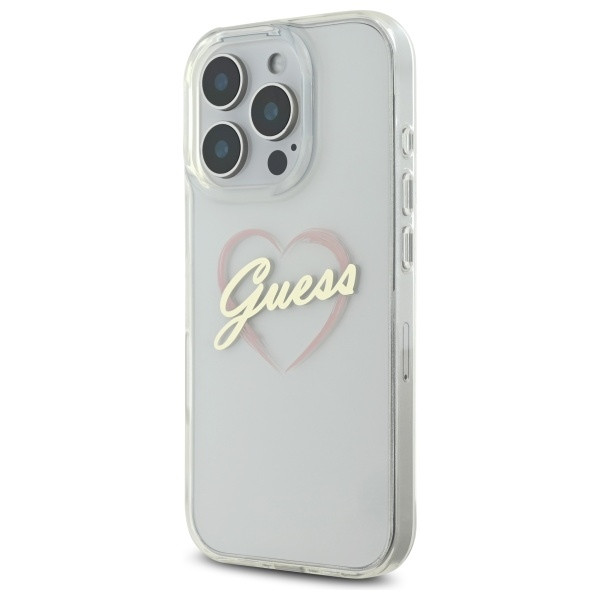 Etui Guess do Apple iPhone 16 Pro hardcase IML Heart przeźroczysty
