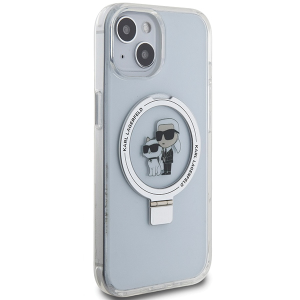 Karl Lagerfeld KLHMP14SHMRSKCH Apple iPhone 14 / 15 hardcase Ring Stand Karl&Choupettte MagSafe white