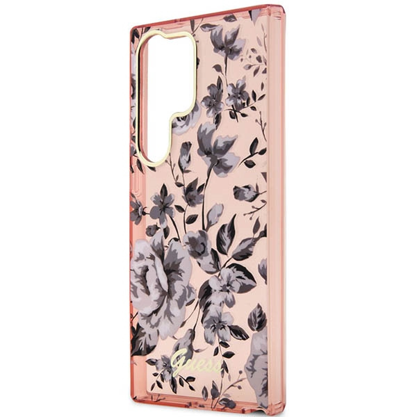 Guess GUHCS23LHCFWSP Samsung Galaxy S23 Ultra pink hardcase Flower Collection