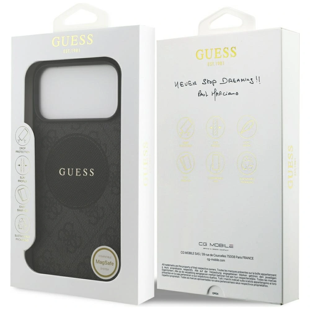 Etui Guess 4G Circle Classic Logo MagSafe do Apple iPhone 17 Pro Max czarny