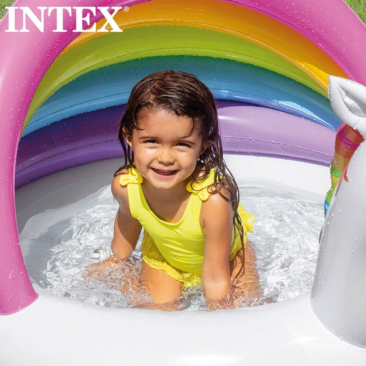 Inflatable Paddling Pool for Children Intex Unicorn Awning 102 x 69 x 127 cm 45 L (6 Units)