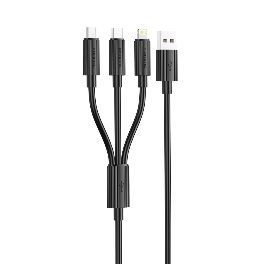 Kabel 3w1 FONENG XS07 3A 1.2m, czarny