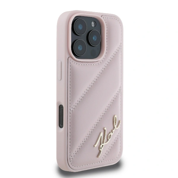 Case Karl Lagerfeld KLHCP16LPQDSMGP Apple iPhone 16 Pro hardcase Quilted Signature pink